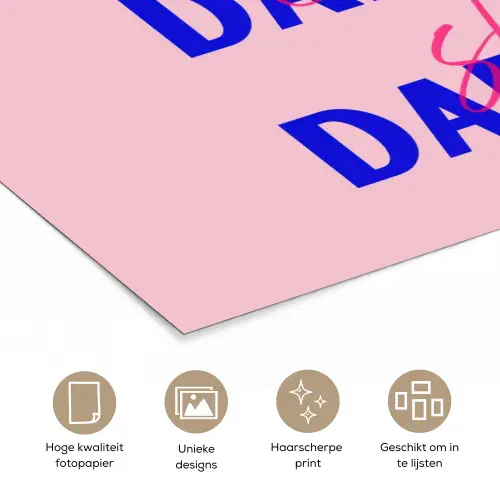 Daddy's - Blauw - Blokletters poster papier klein -closeup_NL