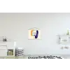 Minimalistisch - Gezicht - Hand - Oranje - Blauw textielposter latten blank klein -kinderkamer