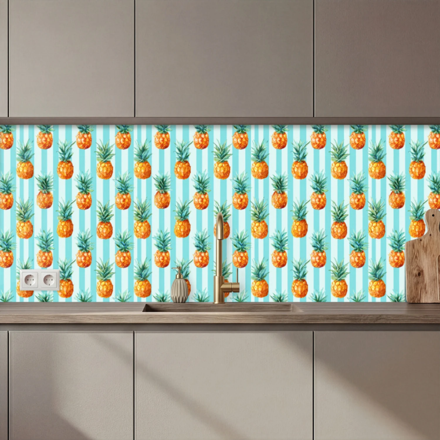 Ananas - Strepen - Groen keuken achterwand 2 middel 871 zz_3dshopping