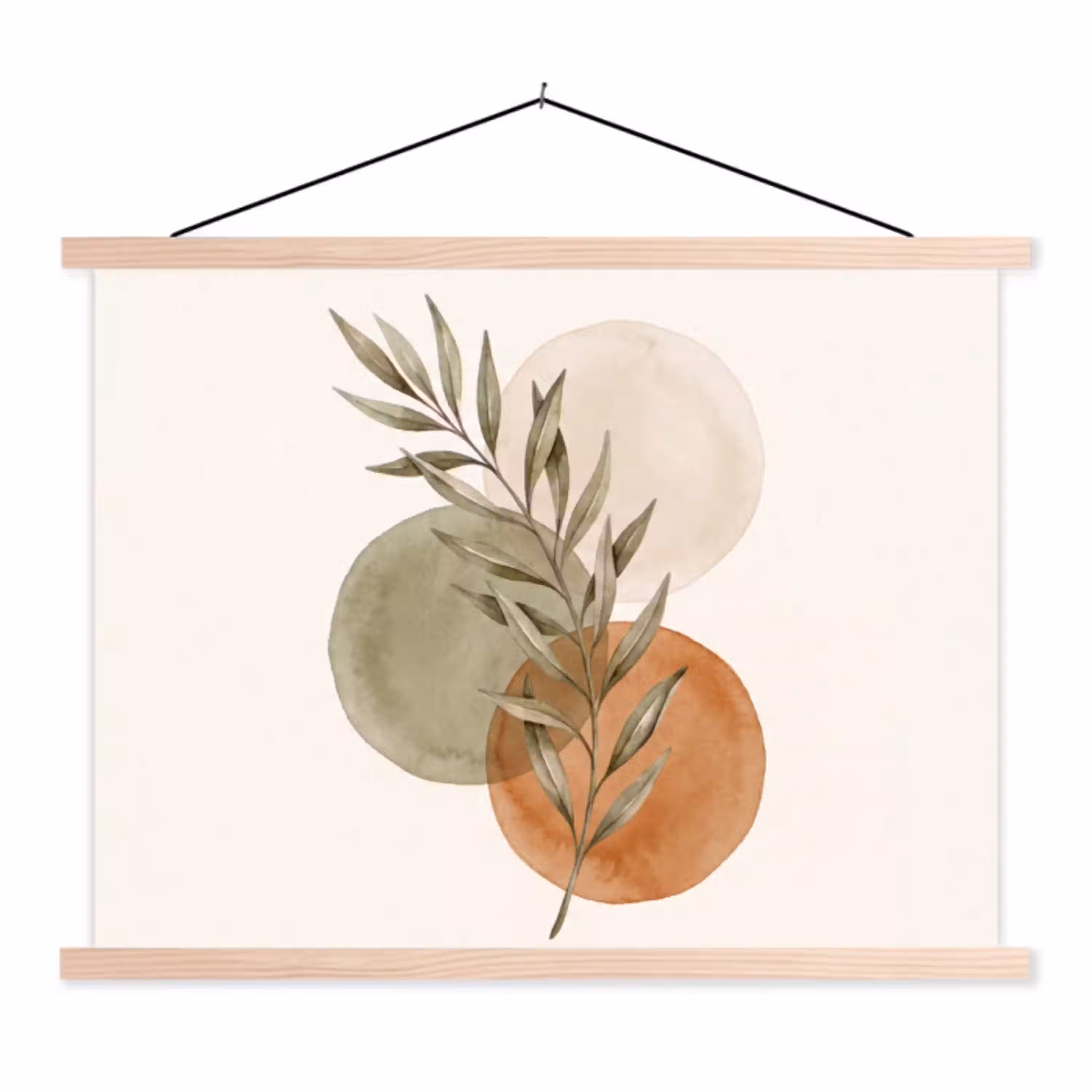 Plant - Cirkels - Abstract textielposter latten blank klein -3d