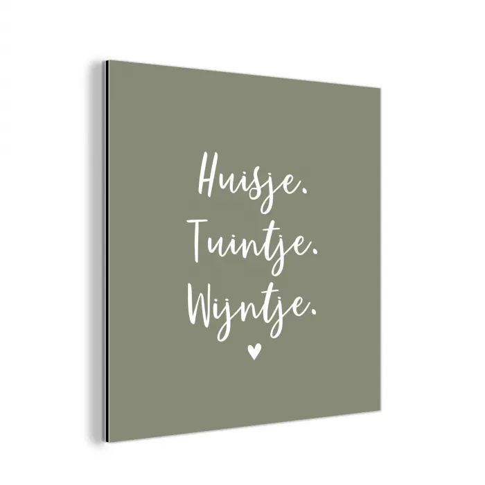 Tekst - Huisje, tuintje, wijntje - Thuis - Quotes - Wijn aluminium wit klein -3d