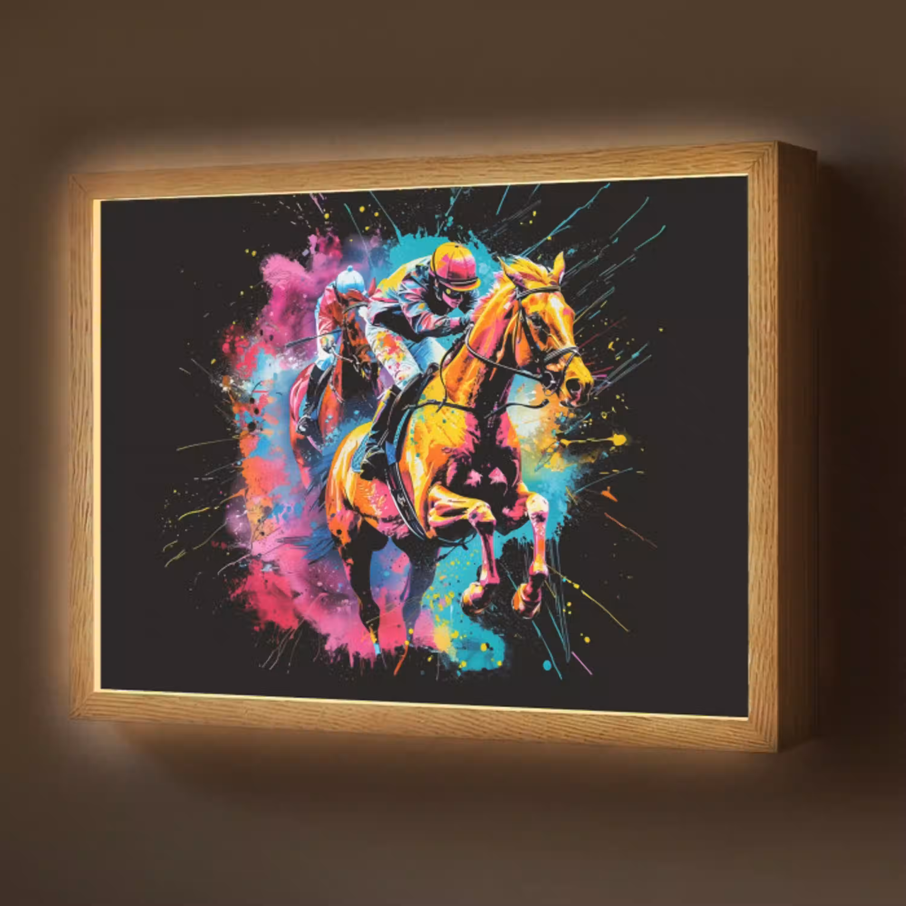 Graffiti - Sport - Paard rensport - Paardrijden Light Box met batterij (Wandlamp) middel -z3d_website