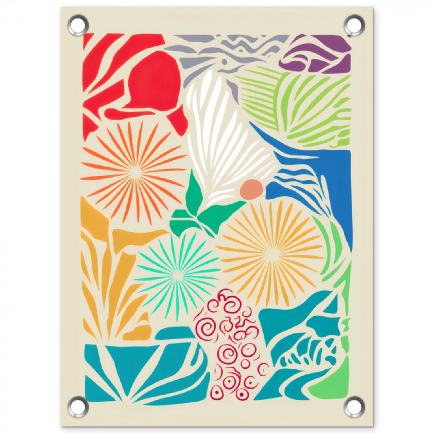 Kleurrijk - Abstract - Bloemen - Patronen tuinposter los doek klein -3d