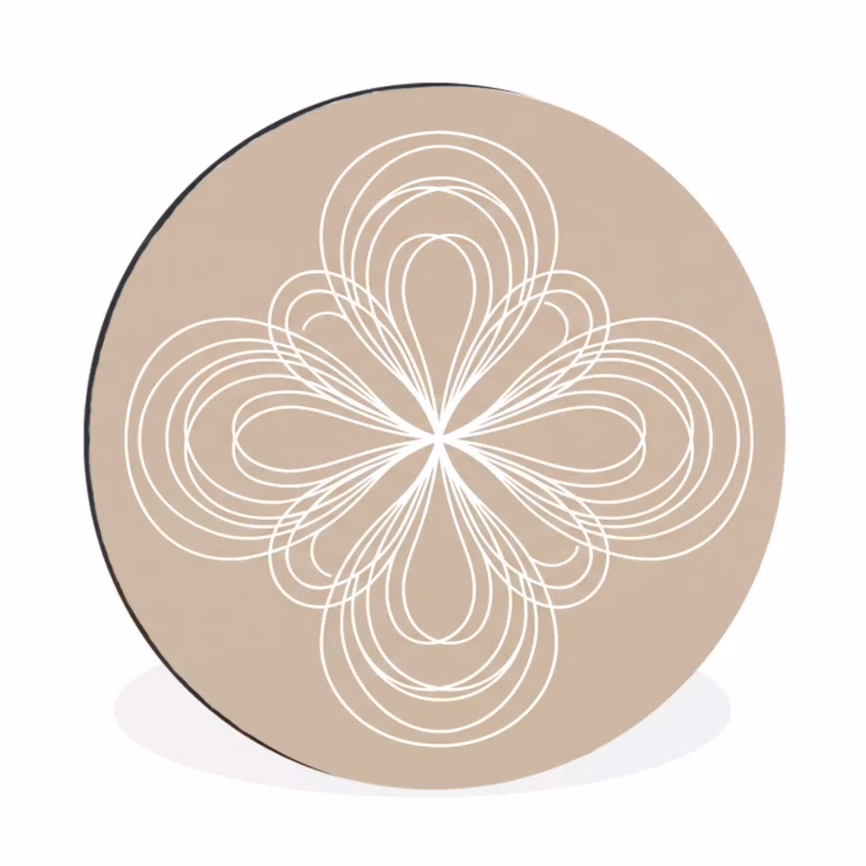 Patroon - Lijnen - Abstract - Minimalistisch - Beige Wandcirkel aluminium klein -3d