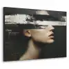 Gezicht - Vrouw - Zwart - Abstract Textielframe zwart klein -3d