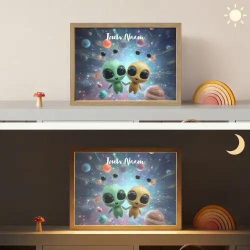 Aliens - Ruimte - Planeten Light Box met batterij (Wandlamp kind) middel -sfeer3_kind