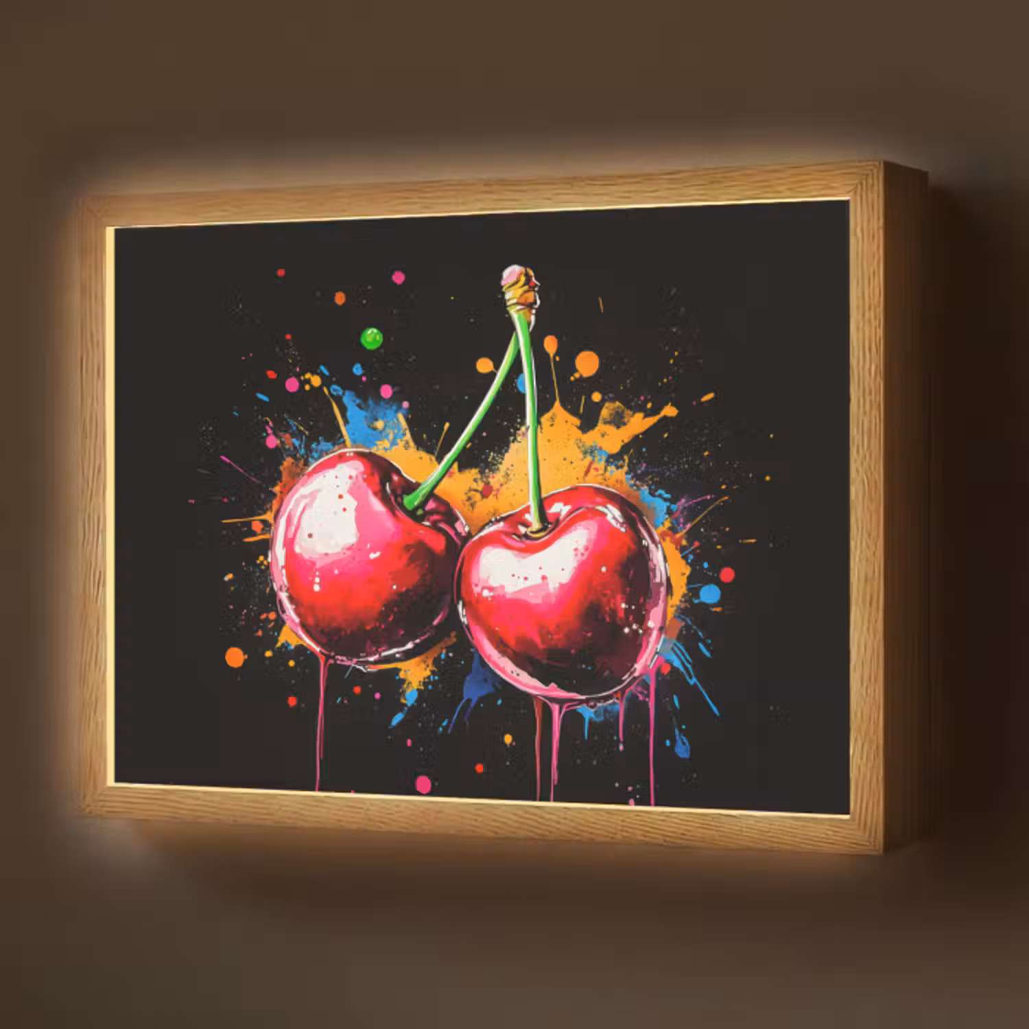 Lightbox - Wandlamp - Kersen - Fruit - Graffiti - Verf - Abstract - Modern - Kleurrijk