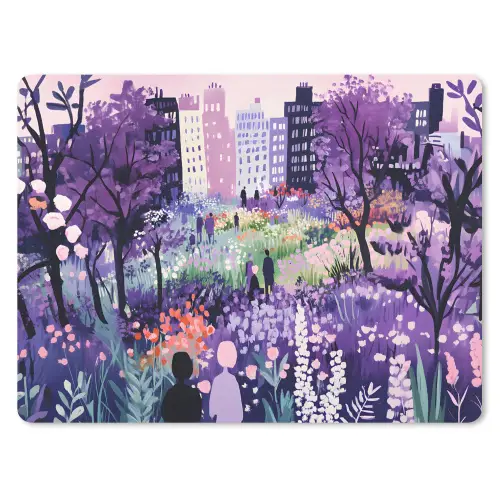 Park - Bomen - Bloemen - Gebouwen muismat rubber klein -3d