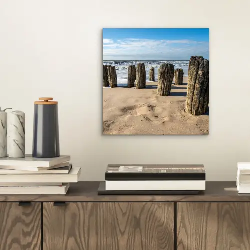Zand - Strand - Paal - Water - Zomer aluminium wit klein -sfeer1
