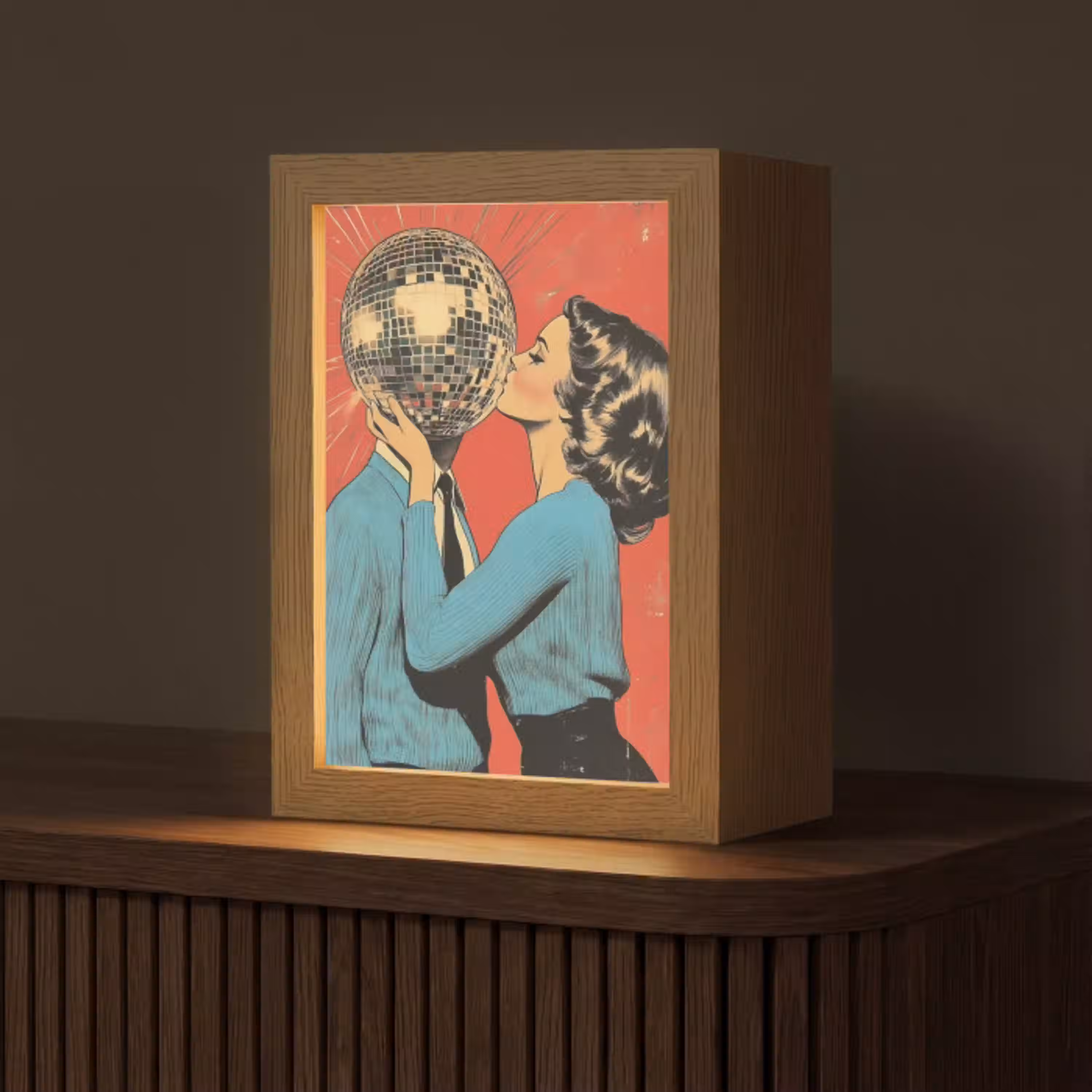 Vrouw - Retro - Discobal - Kus Light Box met kabel (Tafellamp) klein -z3d_website