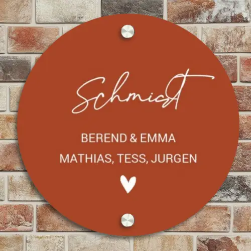 Roestbruin - Sierlijk Naambord Rond klein -sfeer2