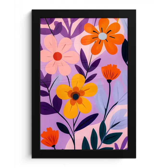 Bloemen - Kleurrijk - Bladeren fotolijst zwart zonder passe partout klein -3d