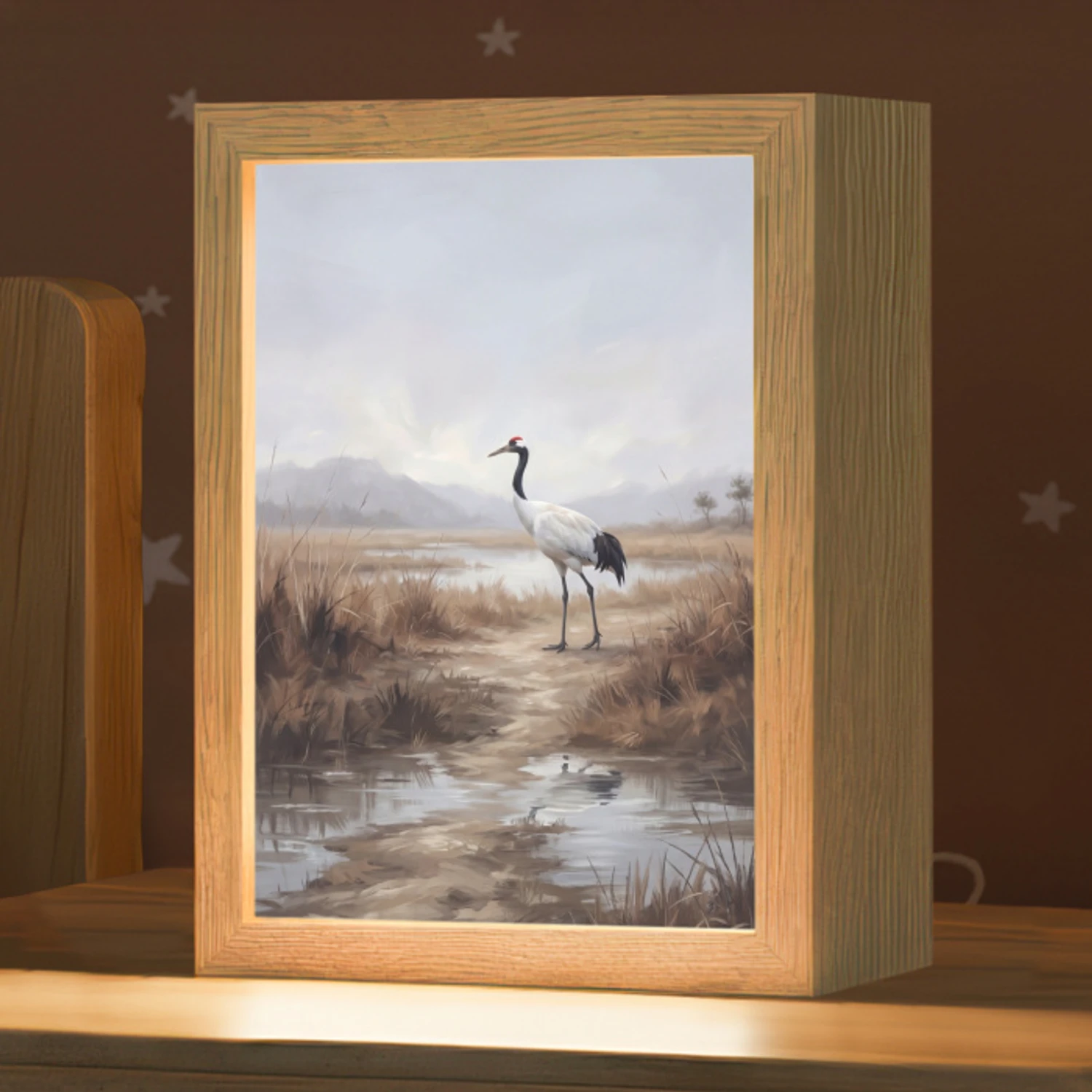 Kraanvogel - Natuur - Realistisch Light Box met kabel (Kinderlampje) klein -zzz_3d_website