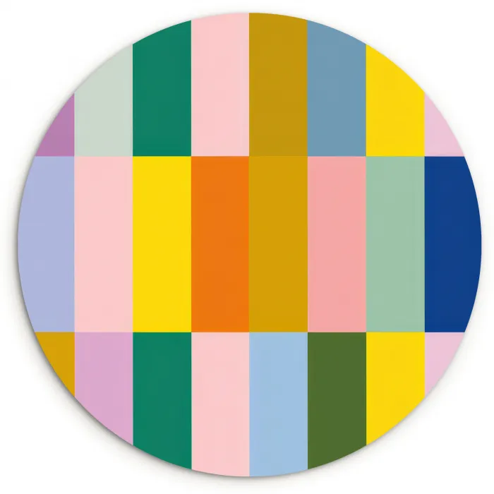 Stroken - Blauw - Patroon - Abstract Wandcirkel kunststof plaat 5mm dik klein -3d