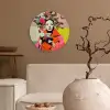 Retro - Vrouw - Kopje - Vlinders Wandcirkel kunststof plaat 5mm dik klein -sfeer1
