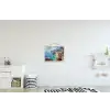 Kustdorp - Schilderij - Rotsen - Boten textielposter latten blank klein -kinderkamer