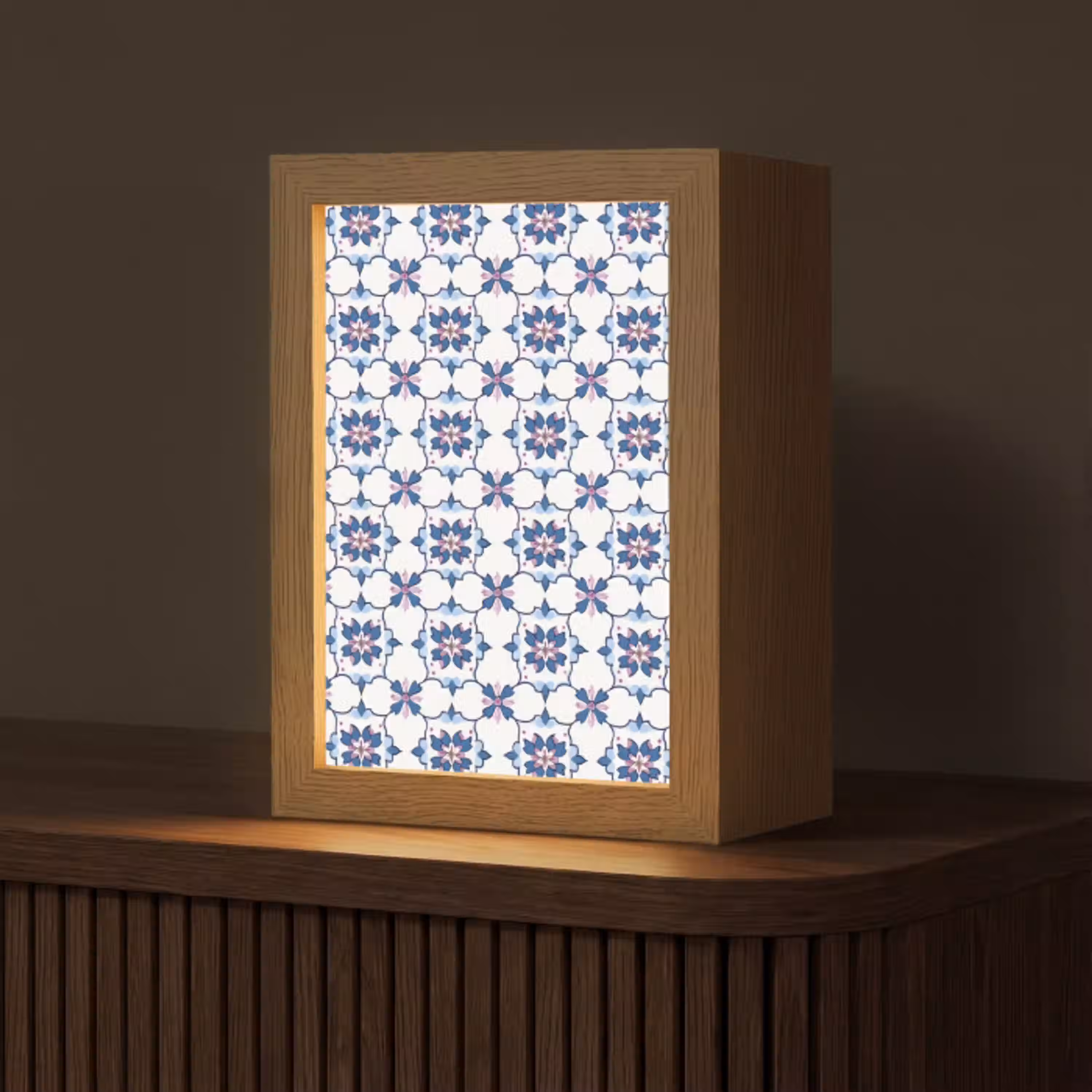 Modern - Patroon - Blauw - Roze Light Box met kabel (Tafellamp) klein 925 -z3d_website