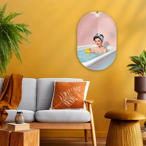 Badkamer - Eend - Blauw Wandcirkel Ovaal Forex klein -sfeer4