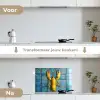 Kreeft - Geel - Blauw - Tegels keuken achterwand spatscherm klein -voor_na_NL