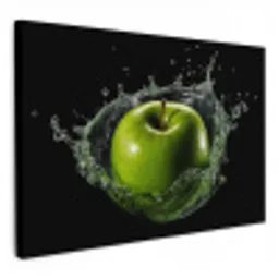 Appel - Groen - Fruit - Water - Zwart KitchenYeah - Keuken - Canvas klein -3d