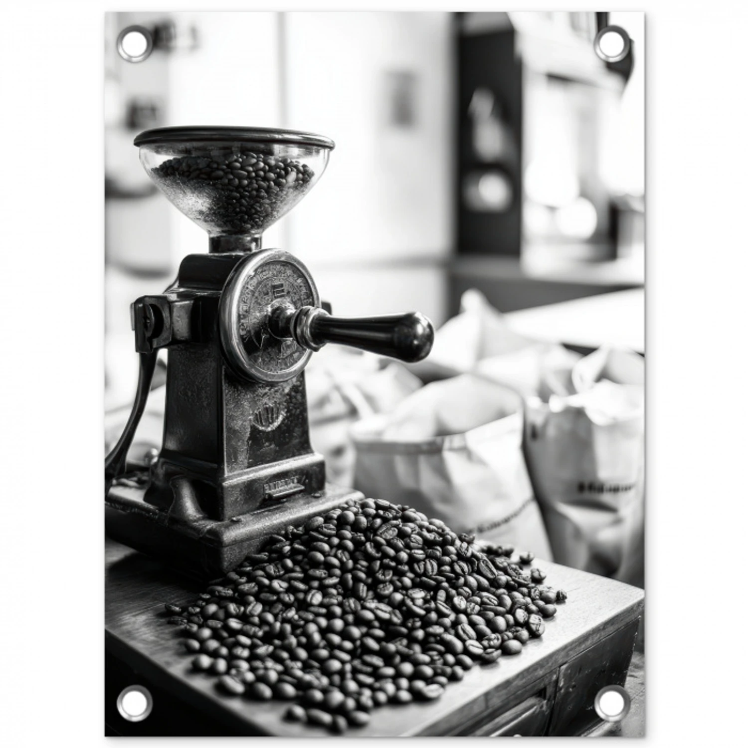 Koffiemolen - Gemalen - Vintage tuinposter los doek klein -3d