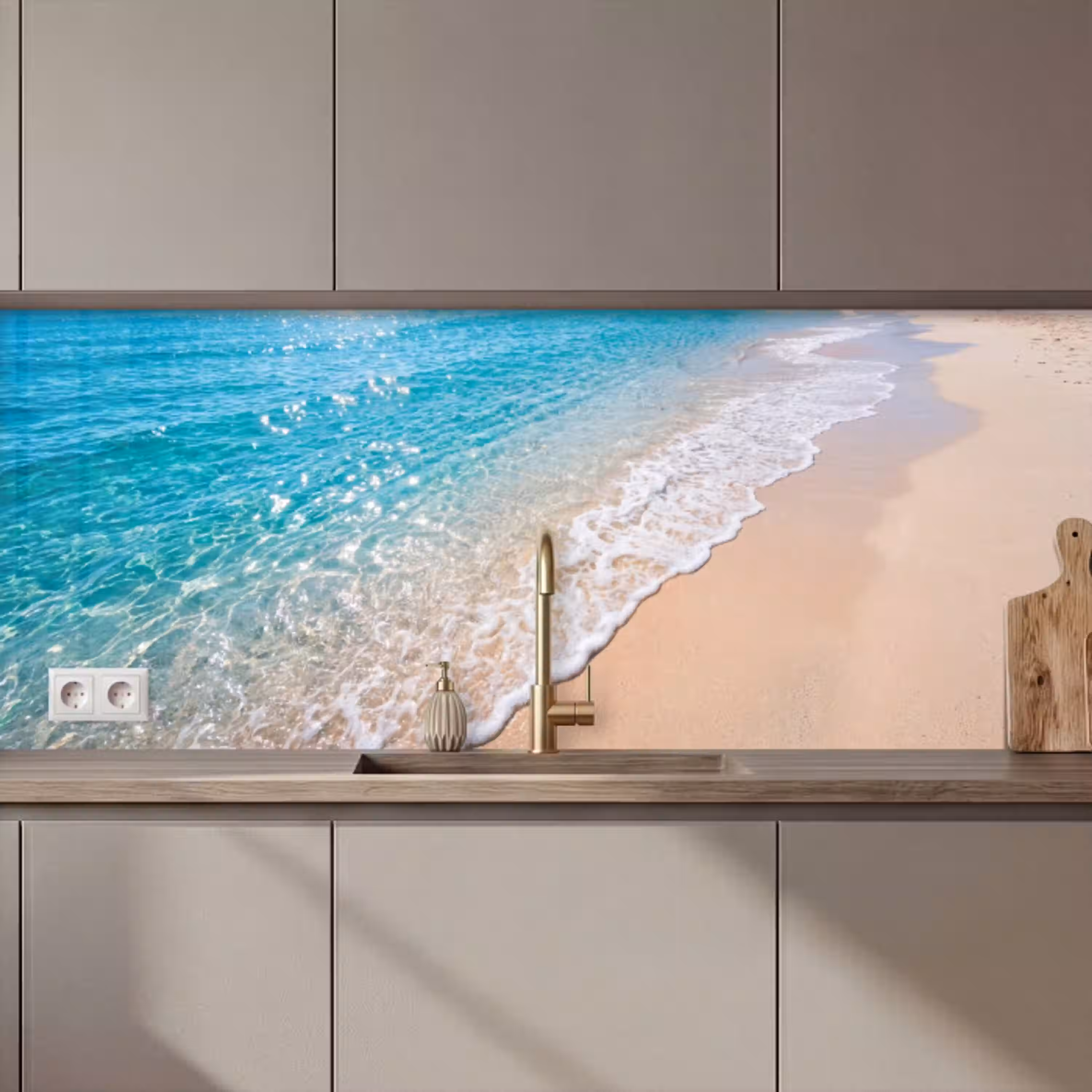 Strand - Water - Natuur - Blauw - Beige keuken achterwand 2 middel zz_3dshopping