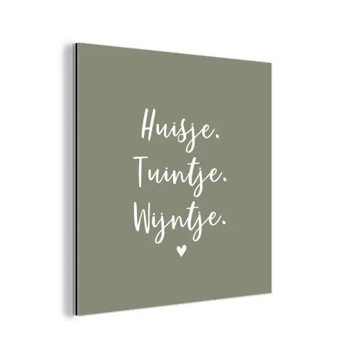 Tekst - Huisje, tuintje, wijntje - Thuis - Quotes - Wijn aluminium wit klein -3d