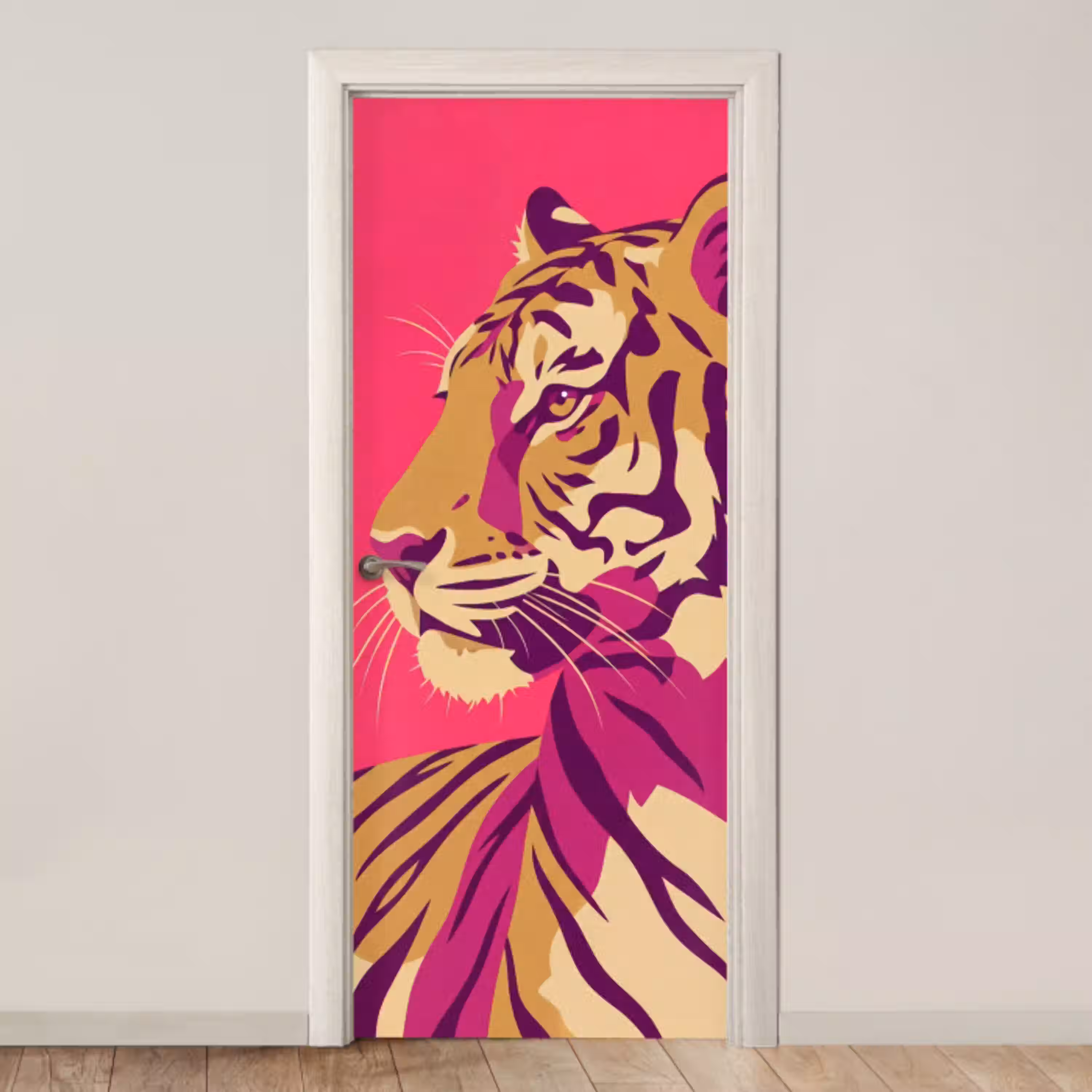Tijger - Modern - Neon deurposter klein -3d_beige