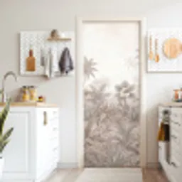 Jungle - Tropisch - Natuur -Vintage - Beige deurposter klein -sfeer5