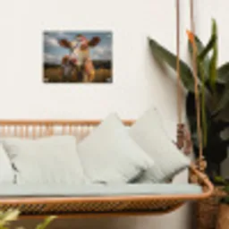 Koe - Bloemen - Weiland tuinposter los doek klein -sfeer7