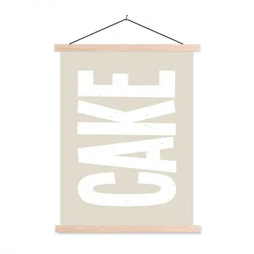 Cake - Woord - Japandi - Wit textielposter latten blank klein -3d