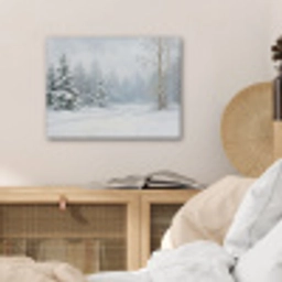 Bospad - Dennen - Sneeuw - Winter - Rustgevend PET vilt klein -sfeer3