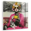 Vrouw - Kat - Bloemen - Kopje - Retro plexiglas 5mm klein -zzzproduct_nieuw