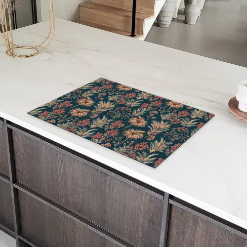 Botanisch - Patroon - Blauw Inductie beschermer vinyl 3mm klein 276 -sfeer8