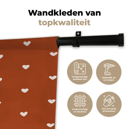 Wit - Hartjes - Patroon - Rood Wandkleed katoen klein 269 -sfeer2