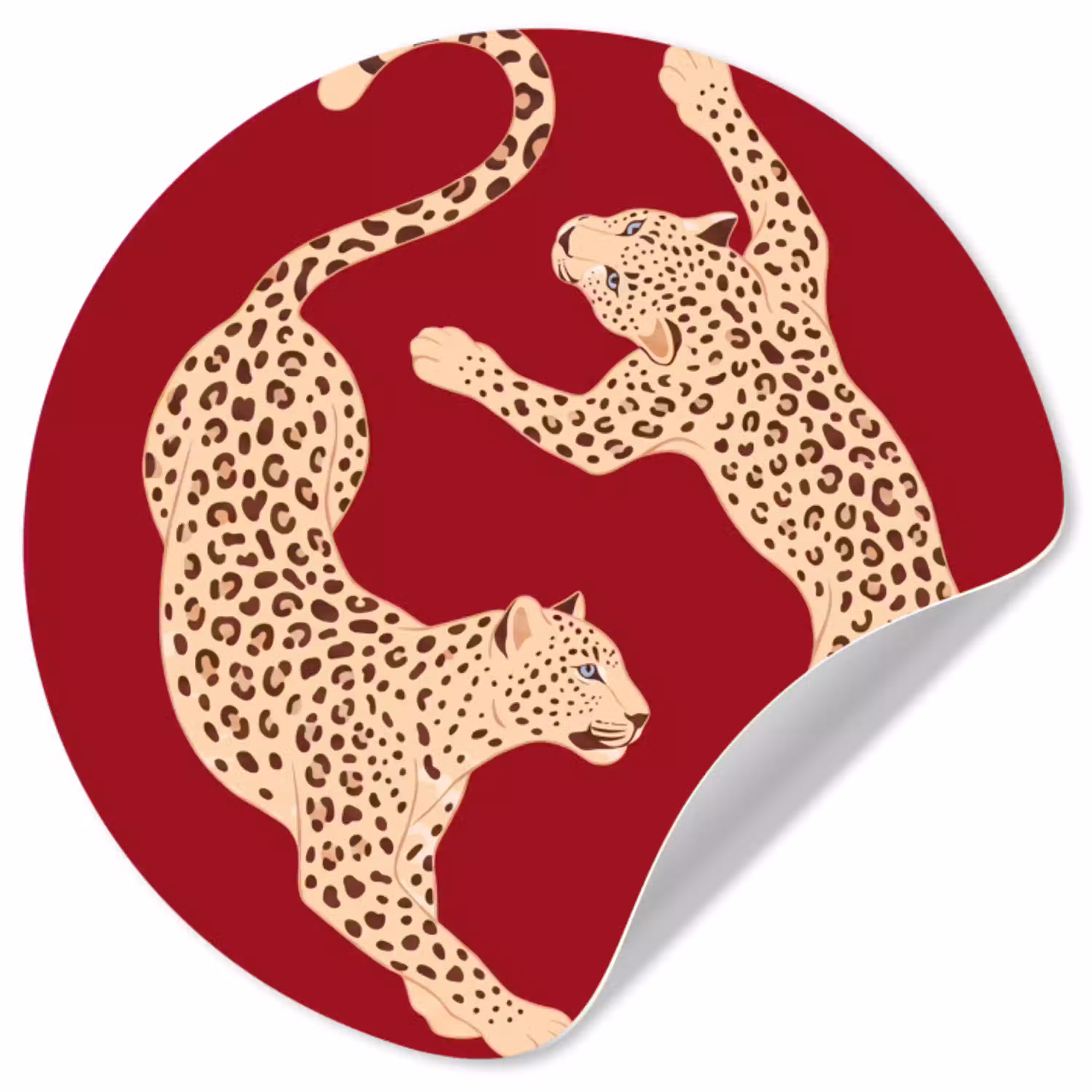 Dieren - Luipaard - Abstract - Rood - Modern Wandcirkel behangsticker klein -3d