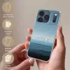 Zeilbootje - Kalme zee - Helderblauwe hemel Telefoonhoesje iPhone 17 Pro klein -sfeer3_NL