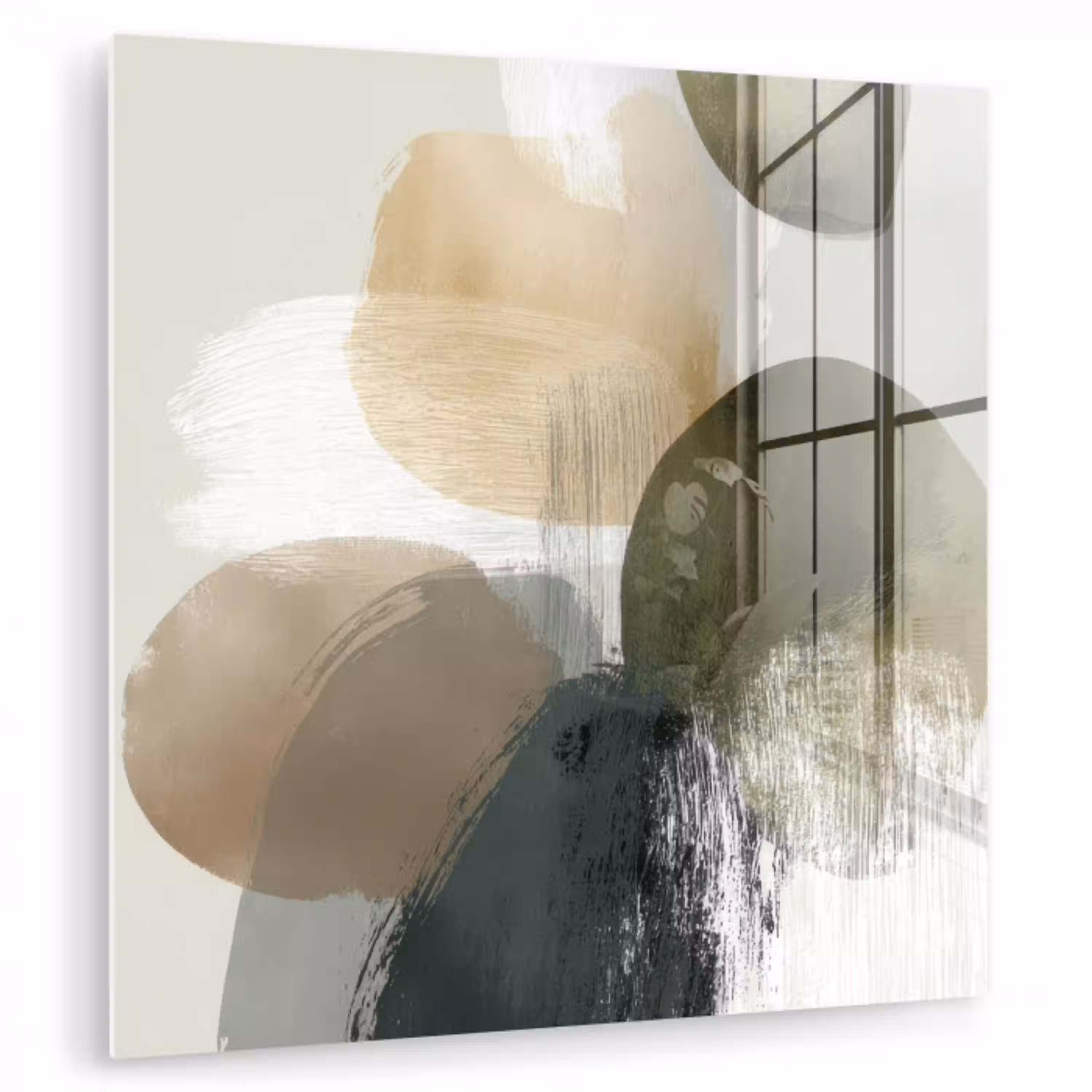Minimalistisch - Cirkels - Penseelstreken - Beige plexiglas 5mm klein -zzzproduct_nieuw