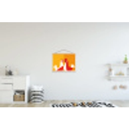 Kippen - Oranje - Vlakken textielposter latten blank klein -kinderkamer