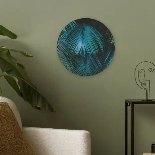 Tropical - Jungle - Bladeren - Groen Akoestische PET Vilt - Rond klein -sfeer2