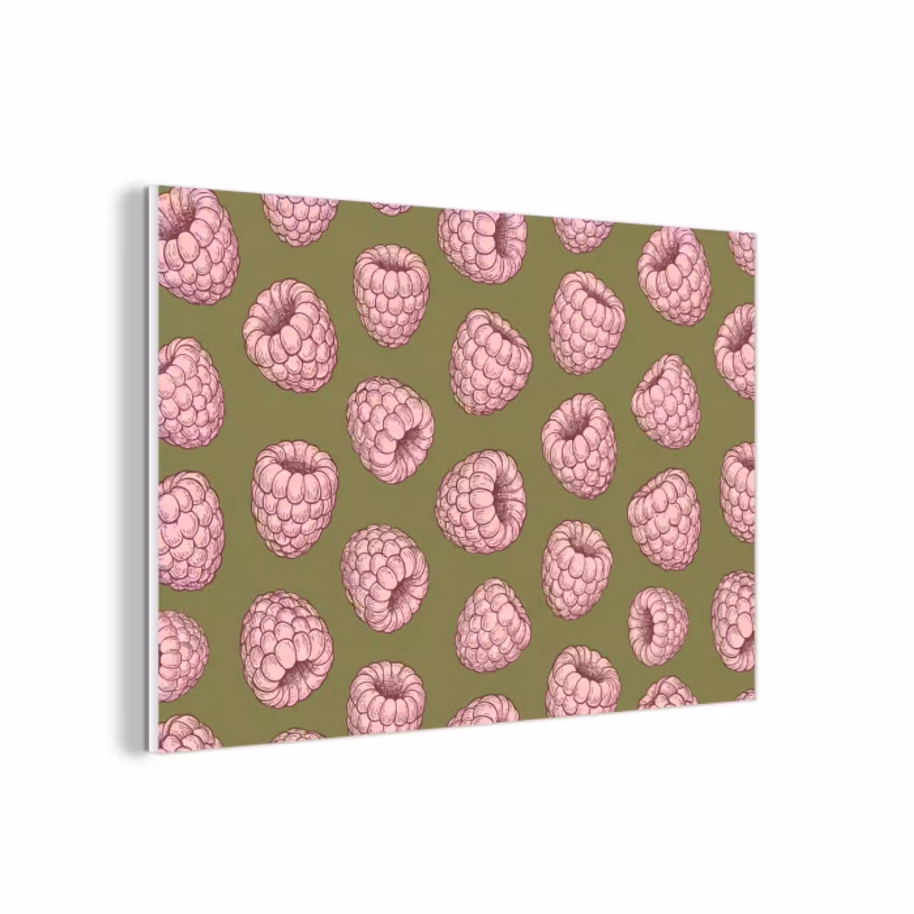 Eten - Patroon - Illustratie - Roze - Groen forex 5mm xxl -3d