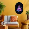 Retro - Kerstman - Rendieren - Kerstboom Wandcirkel Ovaal Forex klein -sfeer4
