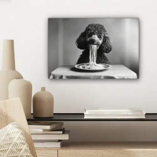 Poedel - Hond - Zwart - Wit - Schattig - Pasta canvas 2cm klein -sfeer6