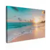 Zonsondergang - Strand - Zee - Zomer - Blauw Tuinposter op houten frame 2 cm dik klein -3d