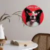 Hond - Hartjesbril - Loveyou - Rood Wandcirkel behangsticker klein -sfeer3