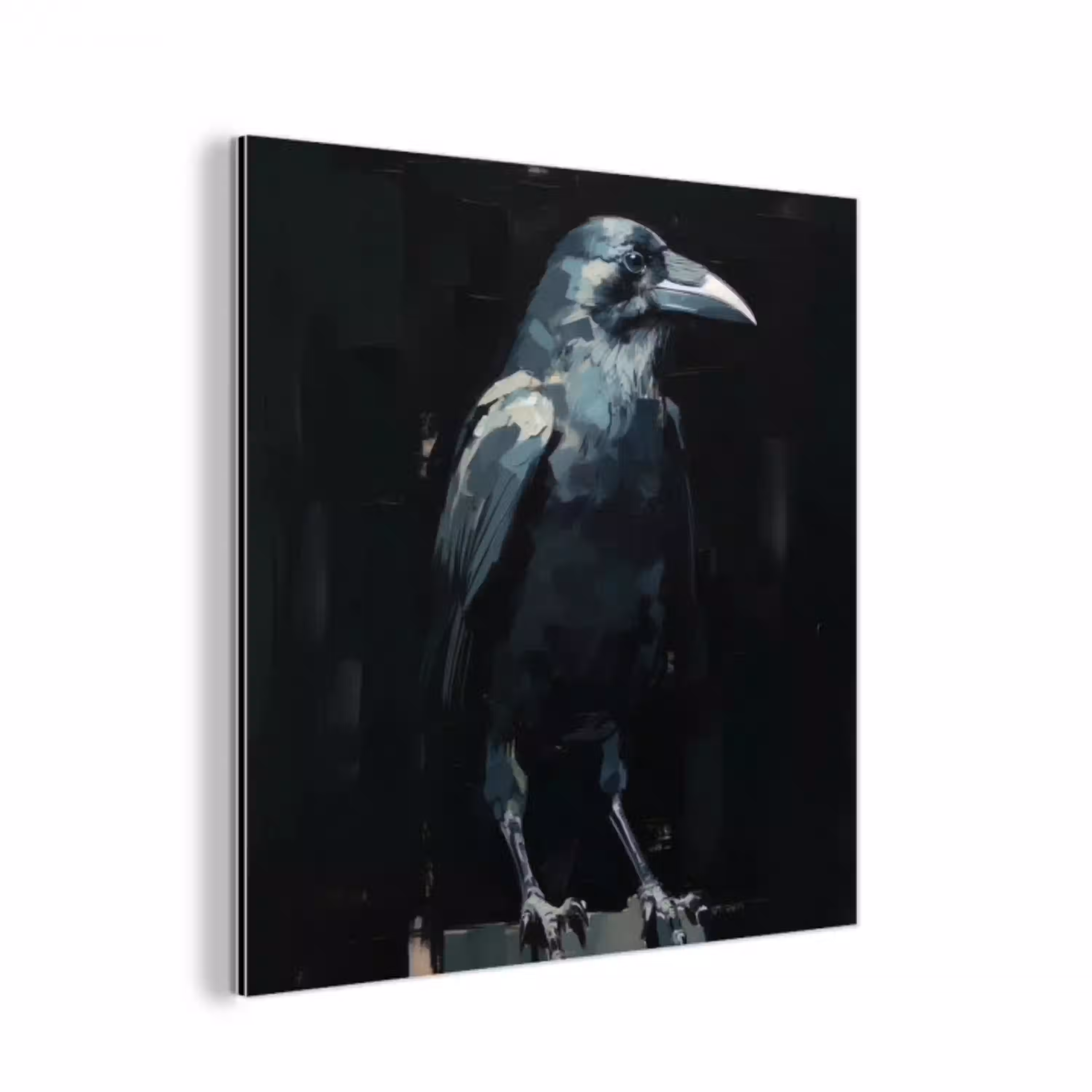 Raaf - Vogels - Zwart aluminium wit klein -3d