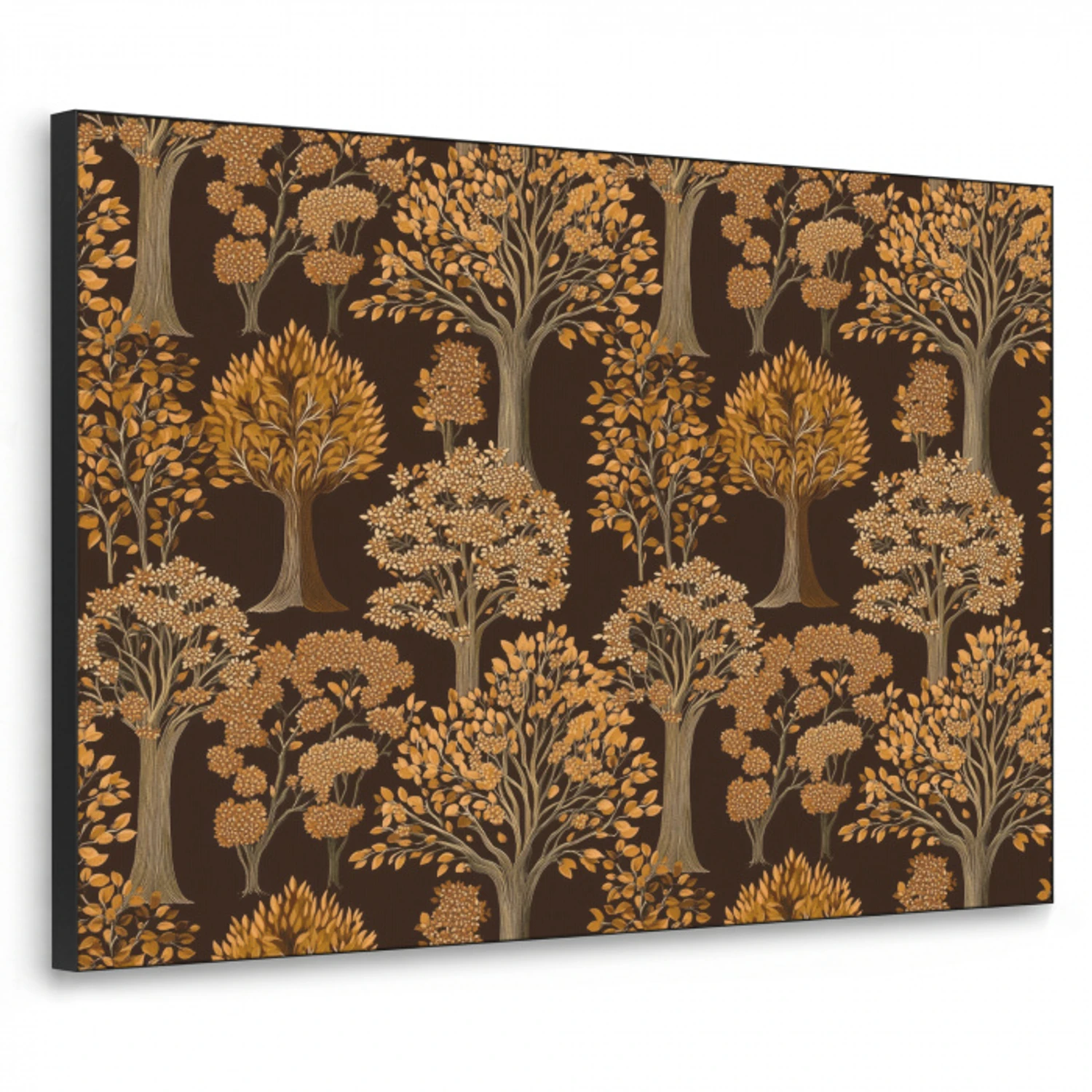 Bomen - Patroon - Bruin Textielframe zwart klein 947 -3d