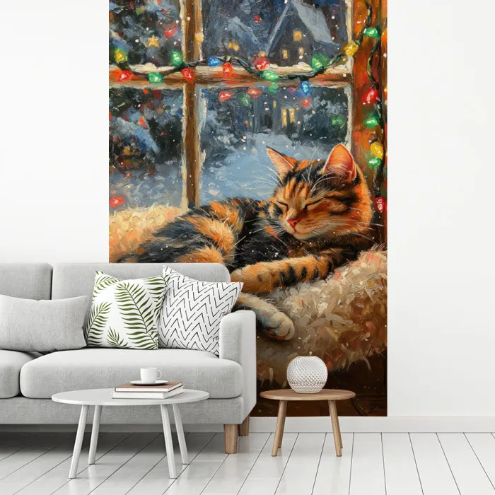 Kat - Kerst - Winter - Dier fotobehang vinyl groot -woonkamer