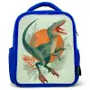 Dino - Bladeren - Grafisch - Groen Kinderrugzak - Blauw middel -3d