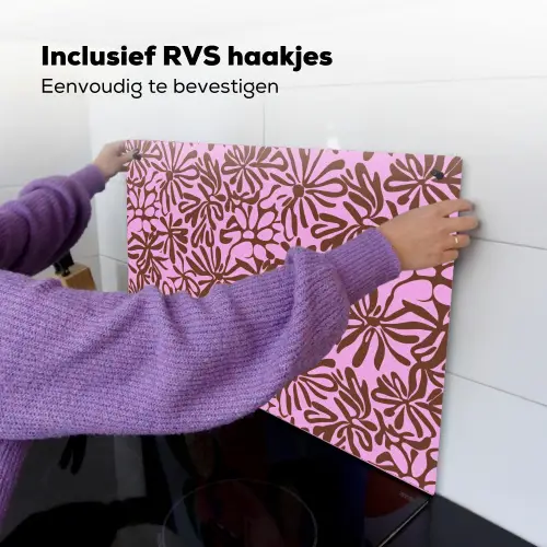 Organisch - Patroon - Roze Inductie beschemer met haakjes klein 777 -ky-ophangen-nl